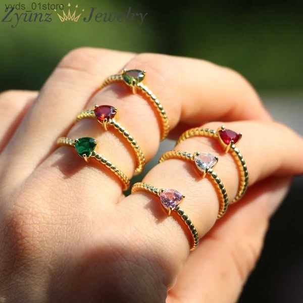 Band Rings 10 pièces Simple coeur anneau pour femmes femme mignon bagues romantique Birtay cadeau pour petite amie mode Zircon pierre bijoux L240305