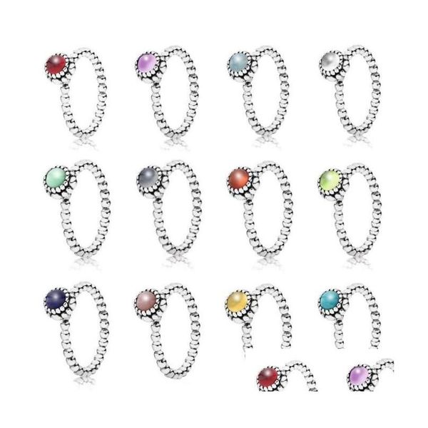 Anneaux de bande 12 mois 925 Sterling Sier Pan Ring pour les femmes mode mticolor gem en option des perles de charme en forme diy femme homme fête dhknm