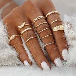 Bandringen 12 PCSet Charm Gold Color Mid Finger Ring Set Boho Knuckle Party Rings Punk Jewelry Gift For Women Girl Fashion Rings AA230426