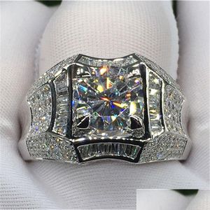 Bagues de bande 14K or 3 carats bague en Diamant pour hommes bijoux Rock Anillo Sier 925 Diamant livraison directe Dhiky