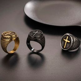 Bandringen 14k witgouden wolfraam ring herenband Christian Holy Cross Lords Ring Catholic Religious Bible Verse sieraden