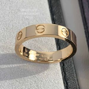 Anillos de banda 18K 3.6mm anillo de amor V material de oro nunca se desvanecerá anillo estrecho sin diamantes reproducciones oficiales de marca de lujo Con counterWHU3