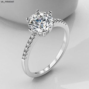 Bandringen 18K White Gold Rings for Women 02ct Test voorbij D Moissanite Diamond Solitaire Ring Wedding Band Betrokkenheid Bridal J230522