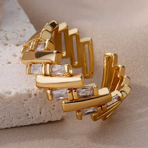 Anneaux de bande 18K Ring Gold Ring Zircon Crystal Engagement Mariage Bijoux Coupages Coupages Mode et accessoires PopulS Q240429