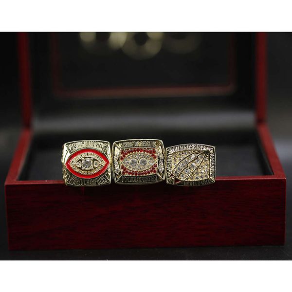 Anneaux de groupe 1982 1987 1991 Washington Red Rugby Championship Ring Set