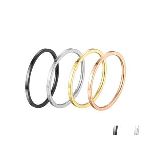 Bandringen 1 mm roestvrij staal voor mannen of vrouwen eenvoudige stijl paar hoge gepolijste randen ring sieraden stijlvolle verfijnde titanium dhqsk