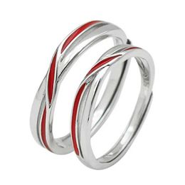 Anillos de banda 1 par Twist Red Line Matchmaker Cobre plateado Platino Pareja Anillo Hombres Mujeres Proponer Regalo Joyería de dedo Venta al por mayor Envío gratuito 240125