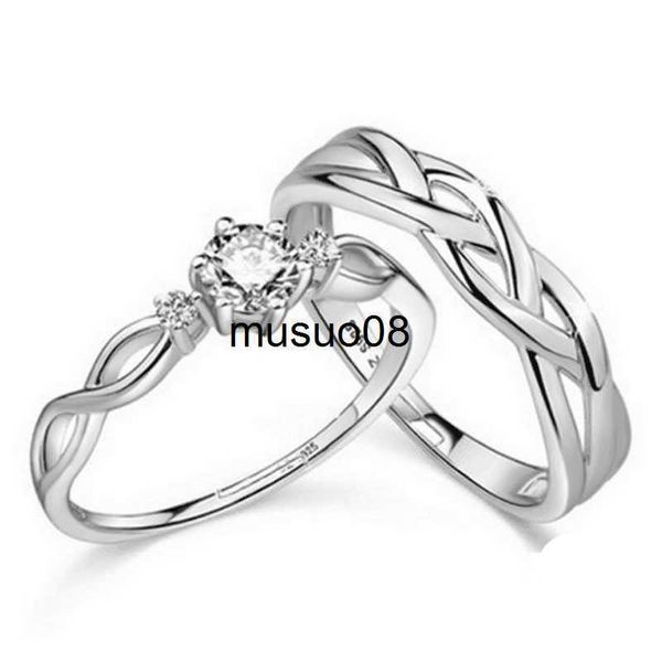 Anillos de banda 2 piezas Anillo Zircon Pareja Anillo Vashiria Moda color plata Joyería Romántico Infinito Amor sin fin Imperial Cross Lover J230602