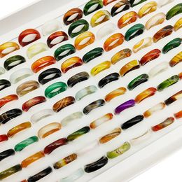 Bandringen 20 Piecesbatch Groothandel van Boheemse gemengde kleur Agate vingerringen voor de natuurlijke korrelringen voor vrouwen voor meisjesfeestje Wedding Geschenken 230512