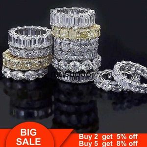 Bagues 2020 Eternity Promise bague Or Blanc Rempli Zircon Bagues de Fiançailles Bague de Mariage pour femmes Hommes Finger Party Bijoux J230602