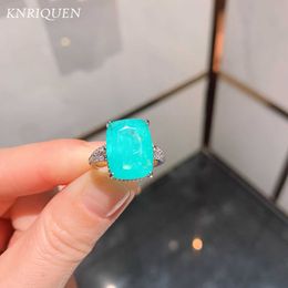 Bagues de bande 2020 Tendance 10 * 14mm Paraiba Tourmaline Blue Stone Bagues de fiançailles de mariage pour petite amie Fine Jewelry Gift cessories Wholesale J230517