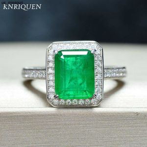 Bandringen 2020 Trend Vintage 925 Sterling Silver Synthetic Emerald Gemstone Lab Diamond Rings For Women Wedding Engagement Band Fine Jewel J230522