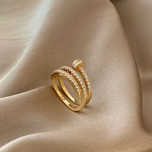 Bandringen 2021 Koreaanse nieuwe prachtige eenvoudige nagelring mode temperament veelzijdige open ring vrouwelijke sieraden G230213