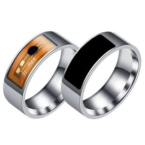 Anillos de banda 2021 Damas Hombres Smart Black Impermeable Digital Moda Accesorios inteligentes Control Smart Finger NFC Smart Ring Party Regalo Parejas 240125