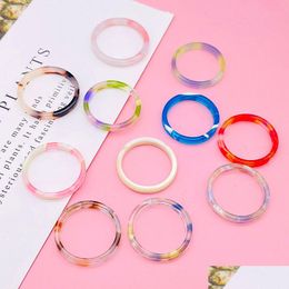 Bandringen 2021 Nieuwe Colorf Transparante Hars Acryl Ringen Irregar Marmeren Patroon Ring Voor Vrouwen Meisjes Partij Sieraden 16.5Mm Drop Deliv Dhrlm