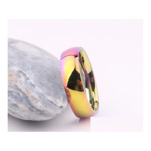 Anneaux de bande 2021 nouvelle mode hommes femmes arc-en-ciel Colorf anneau titane acier inoxydable livraison directe bijoux Dhgarden Dhuee
