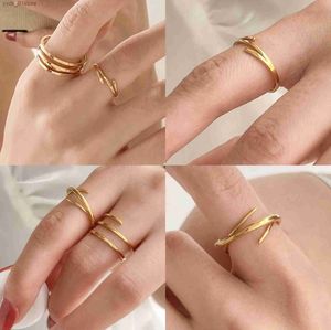 Anillos de la banda 2022 Fashion Bohemian Geometric Rings for Women Vintage Multi Layer Twist Cross Cross Knuckle Finger Finger Girl Jewellry Regalo L240305