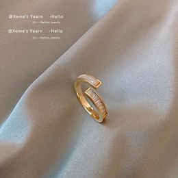 Anneaux de bande 2022 nouveau classique Zircon coquille croix réglable anneaux ouverts coréen mode bijoux pour femmes fête luxe doigt accessoire cadeau G230327