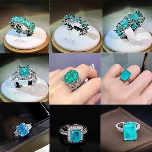 Band anneaux 2022 New Fashion Aquamarine Topaz Paraiba Gems Couple Rings Womens Jade Sapphire Cadeaux de fiançailles