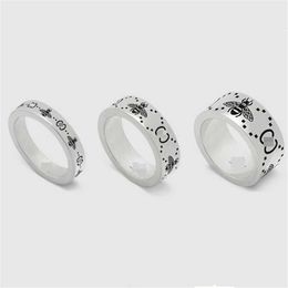 Band anneaux 2023 Jewelry New Sterling Silver Classic Double Bee for Men and Women Same Style Couple Ring269b