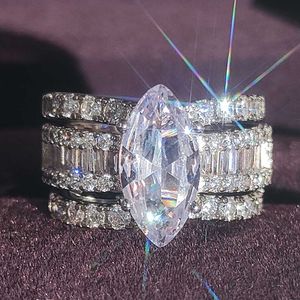Rings de banda 2023 Luxury Marquise Silver Color Bride Body Ring Ran Africa Bridal for Women Lady Anniversary Gift Jewelry al por mayor R5388 Z0327