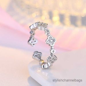 Bandringen 2023 Nieuwe mode Mooie klaverbandringen voor dames Rose Gold Silver Crystal Open Ring Sieraden