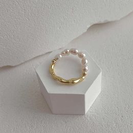 Anneaux de bande 2023 Nouvelle Corée du Sud Baroque Natural Natural Freshater Pearl Ring Fashion Luxury Elegant Bohemia Index perlé Ring Z0509