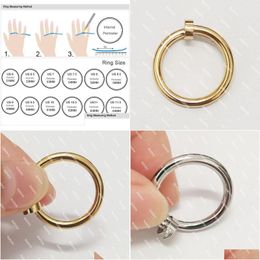 Band Ringen 2023 Ring Vrouw Man Nagel Liefde Stenen Ontwerp Schroef Sieraden Paar Minnaar Sier Goud Met Tas Drop Levering Otaxb