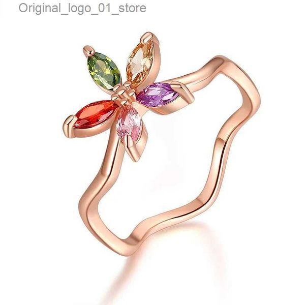 Anillos de banda 2023 Colecciones de septiembre Clásico Elegante Oval Rainbow Anillo de circonio colorido para mujeres Compromiso de boda Joyería fina Q231207