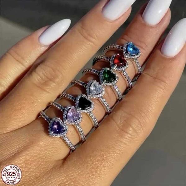 Rings de banda 2024 Nuevo Hot Sell925 Sterlsilver Diamond Blue Rpink Fashion Rfits Originales Diseño original Regalos de joyería J240118