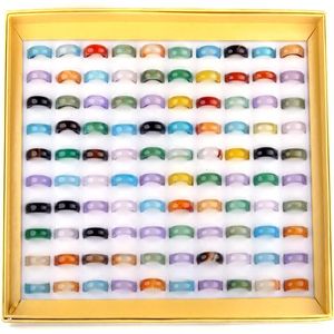 Bandringen 20 stuks veel 5 6 MM gemengde vintage natuursteen ring voor vrouwen unisex mode charme vinger sieraden geschenken groothandel 231101