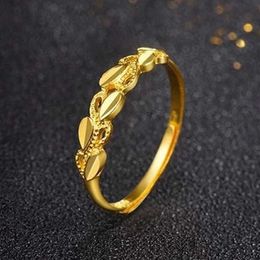 Bandringen 24k gouden ringen voor vrouwen echte goud vergulde ringen blad hart feest bruiloft verlovingsring 2021 trend gouden sieraden kerstcadeau g230327