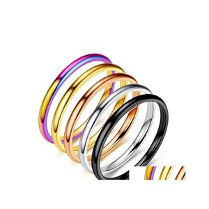 Bandringen 2 mm roestvrij staal dunne ring ros￩ goud zwart voor vrouwen mannen minimalistisch juwelen feestje Eenvoudig mode cadeau maat 4 tot 12 DRO DH9JS