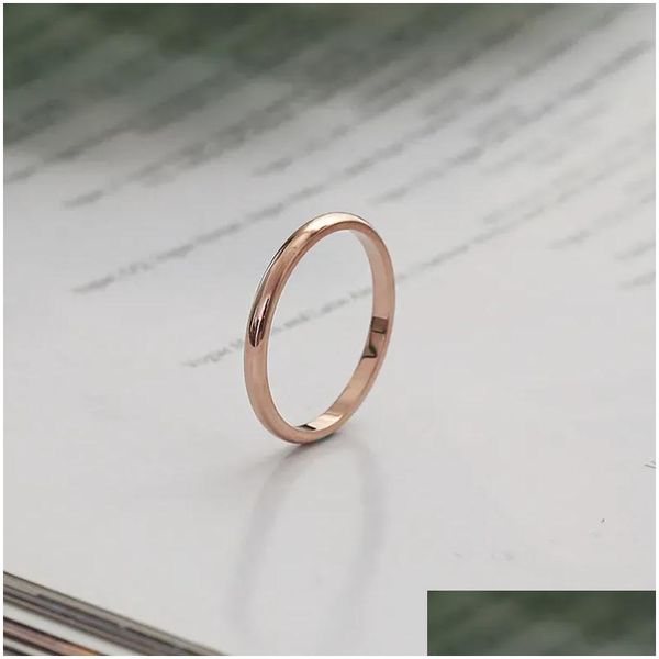 Anneaux de bande 2mm mince anneau empilable en acier inoxydable plaine Knuckle Midi pour femmes fille livraison directe bijoux Otys5