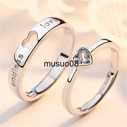 Band Ringen 2 stks/set Zirkoon Hart Bijpassende Paar Ring Voor Vrouwen Mannen Forever Endless Love Opening Ring Charm Valentijnsdag bruiloft Sieraden J230602