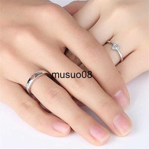 Band Rings 2Pcs/sets Zircon Heart Matching Couple Rings Set Forever Endless Love Wedding Ring For Women Men Charm Valentine's Day Jewelry J230602