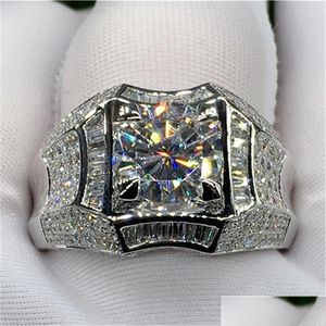 Bandringen 3 karaat diamantring voor mannen rock 14k gouden sieraden anillo esmaltado sier 925 bague diamant bizuteria ringen drop levering 2 dhxja