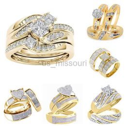 Anneaux de bande 3 ou 2 ensemble de bagues simples PCSA!Romantic Heart Zircon Engagement Ring Set adapté aux accessoires de bijoux de fête de mariage pour femmes J230531