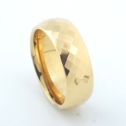 Bandringen 3 of 6 mm glanzend polijsten multi -facetted wolfraam carbide ring gouden kleur huwelijk echtpaar trouwringen voor mannen vrouwen 230518