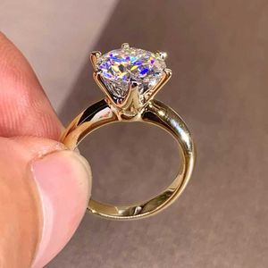 Bandringen 3ct Diamantringpapierkaart Dames zilver 925 Gold Mosilicon Ring Engagement Wedding 2ct Mosilicon Ring J240410