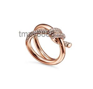 Bagues de bande 4 couleurs Designer dames corde noeud anneau avec diamants mode pour femmes bijoux classiques plaqué or rose mariage en gros Y3MW