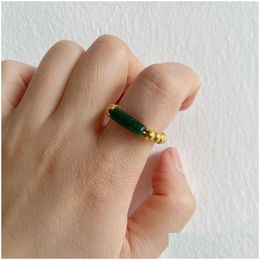 Bandringen 4 mm elastische ring voor dames heren buisvorm natuursteen goud kralen kristal rozenkwarts bohemian strand wind sieraden druppel del otfjt
