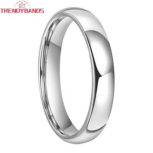 Anneaux de bande 4mm anneaux de tungstène pour femmes hommes bande de mariage fiançailles bijoux de mode en forme de dôme poli brillant confort Fit 231218