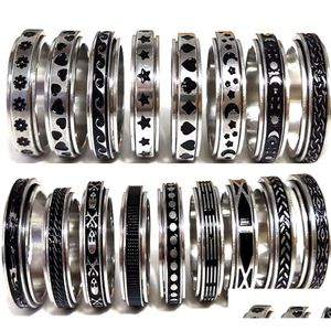 Bandringen 50 stuks Mti-stijlen Mix Roterende RVS Spin Mannen Vrouwen Spinner Ring Groothandel Draaien Vinger Partij Sieraden Drop Delive Ot5Fl