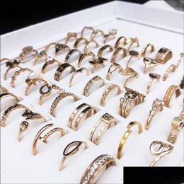 Bandringen 50 -stcs / pak van mooie roségouden Sier Crystal Ring Engagement Fashion Cubic Zirconia dames sieraden Zhang drop del dhgarden dhtgz