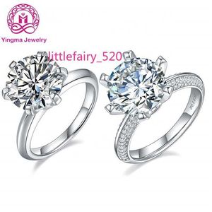 Anneaux de bande 5ct bague moissanite en argent 925 avec plaqué or blanc Rond blanc D couleur VVS bague d'éternité moissanite pour les fiançailles de mariage