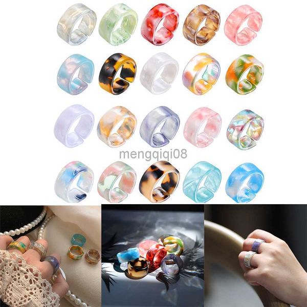 Anillos de banda 5 unids/pack resina epoxi transparente anillo acrílico moda colorido geométrico redondo para mujeres fiesta boda joyería regalo Y23