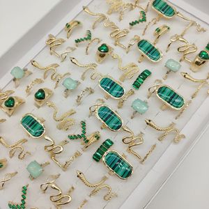 Bandringen 60 stc veel groothandel acrylhars groene kristalvinger voor vrouwen goudplaat legering slang dierengewrichtsring feestje sieraden 221114