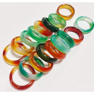 Bandringen 6 mm brede streep groen geel glas kristal agaat jade ring sieraden vinger voor vrouwen mannen drop levering dhgarden dhcwd