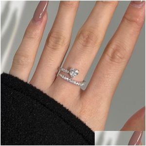 Anneaux de bande 6x6 mm Heart Diamond Designer Ring For Woman 925 Sterling Sier 5A Zirconia Luxury Wed Engagement Bijoux Bijoux Friend Friends Filles DHF70